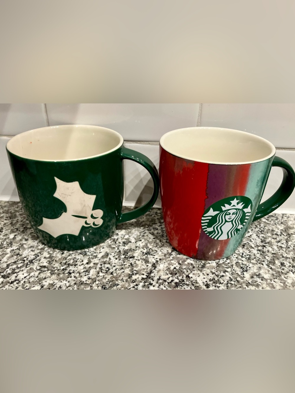 Starbucks Red, Green & Teal Striped Logo Mug